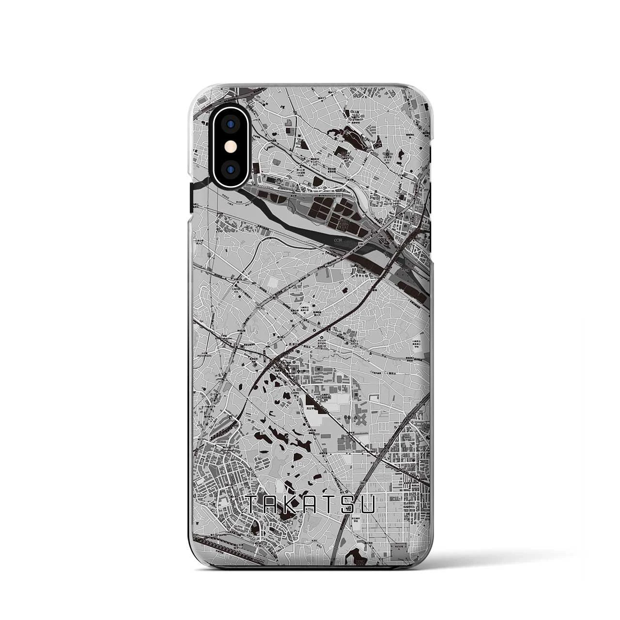 【高津(神奈川県)】地図柄iPhoneケース(クリアタイプ)モノトーン・iPhone XS / X 用