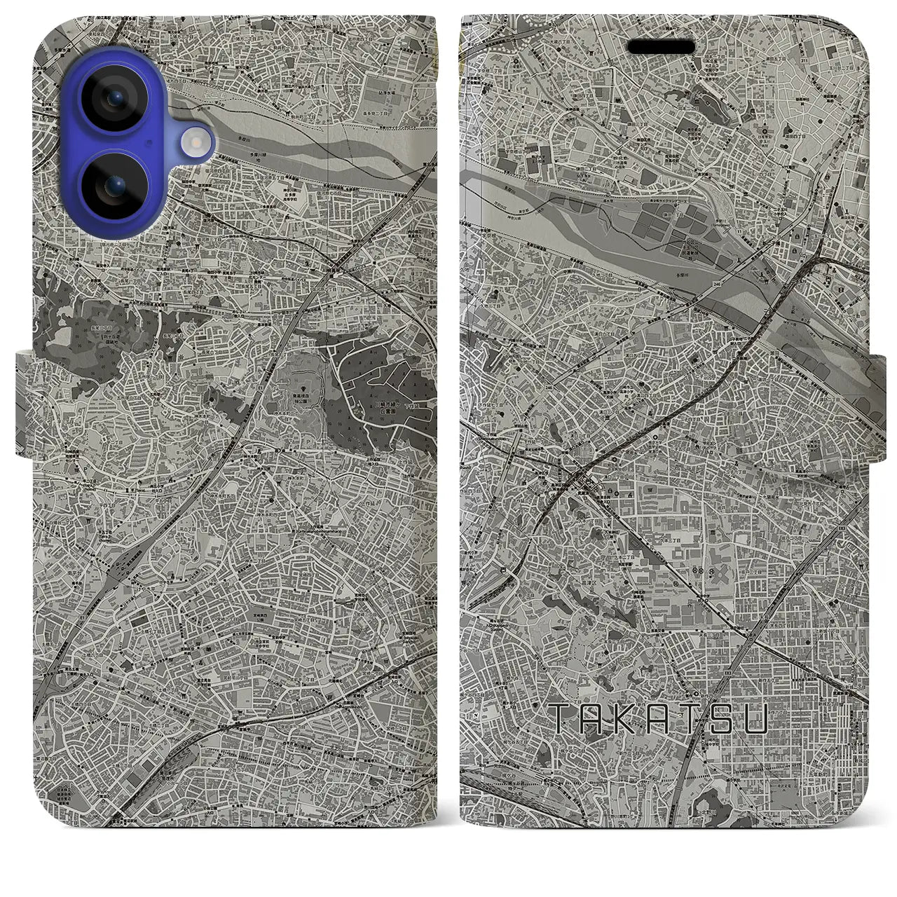 【高津(神奈川県)】地図柄iPhoneケース(手帳タイプ)