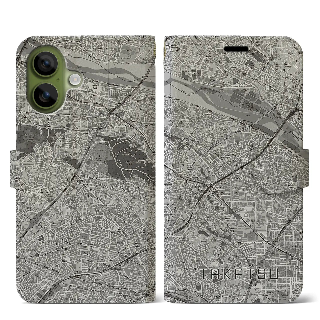 【高津(神奈川県)】地図柄iPhoneケース(手帳タイプ)