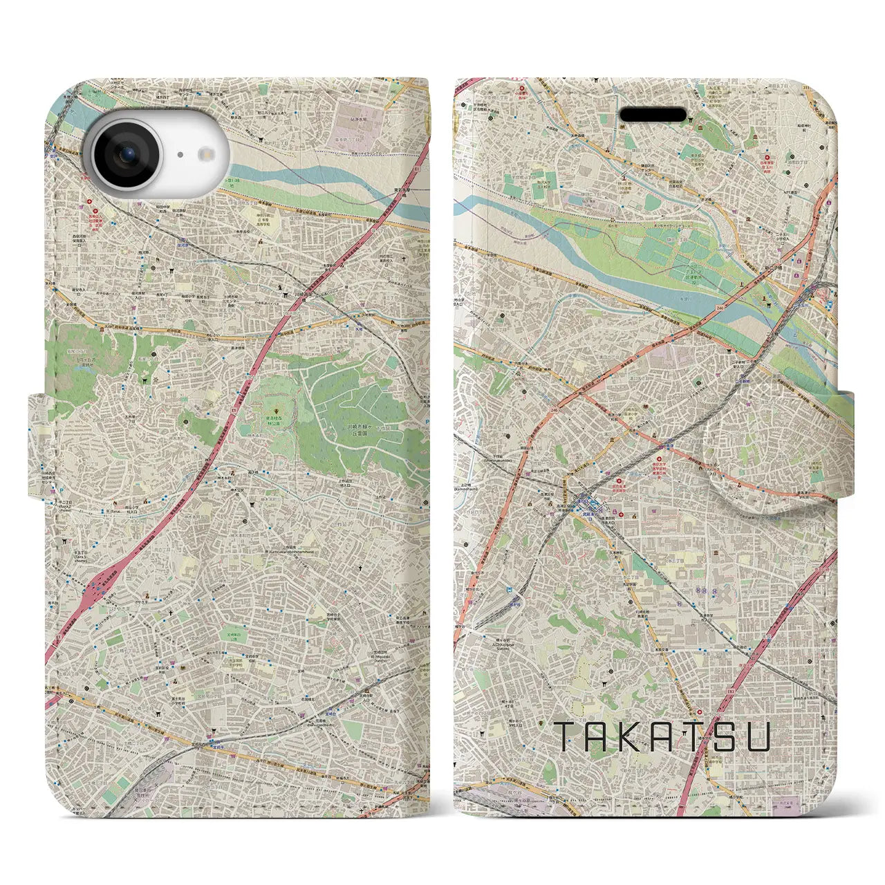 【高津(神奈川県)】地図柄iPhoneケース(手帳タイプ)