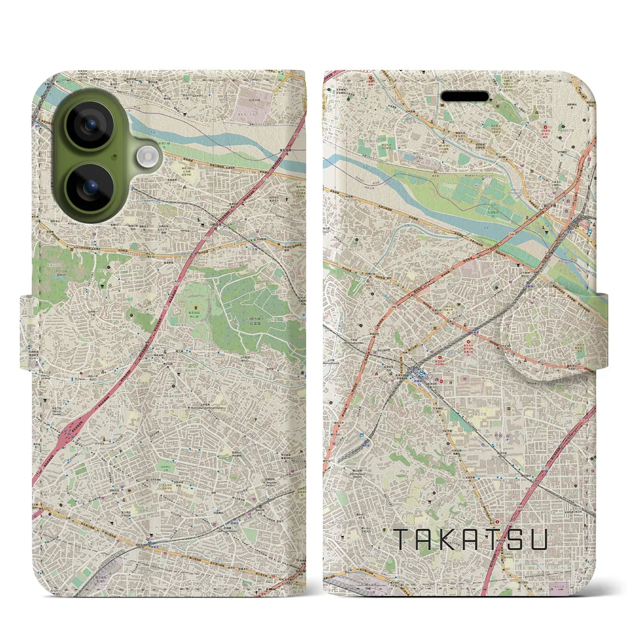 【高津(神奈川県)】地図柄iPhoneケース(手帳タイプ)