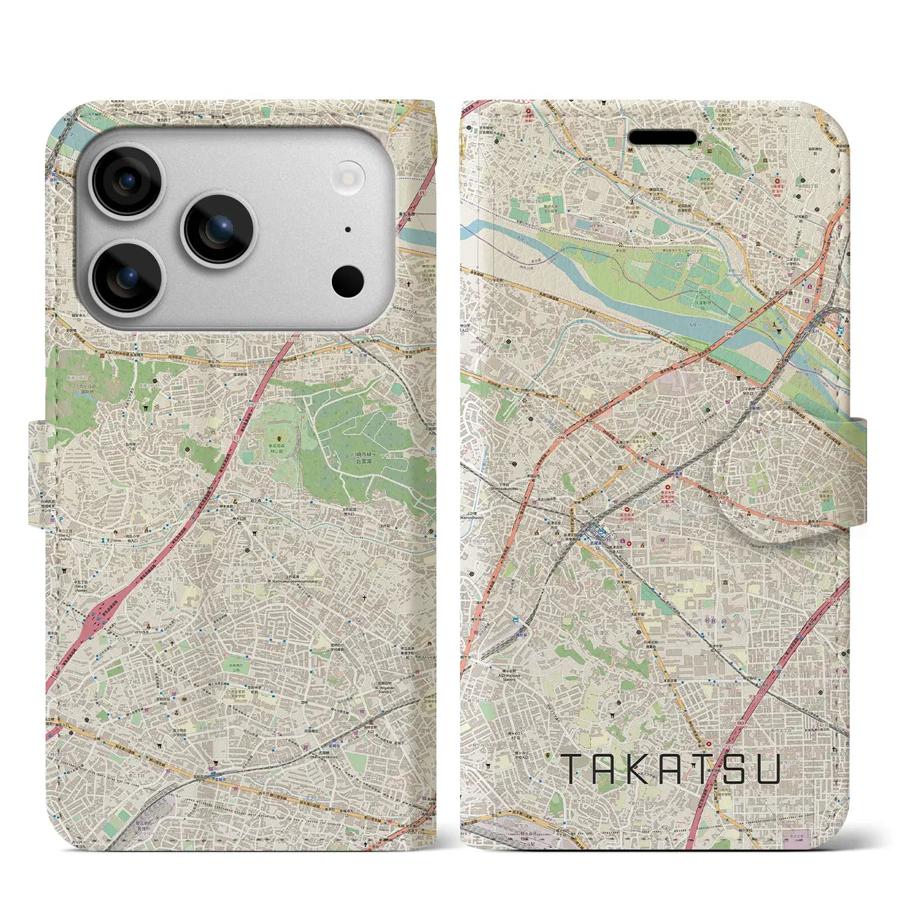 【高津(神奈川県)】地図柄iPhoneケース(手帳タイプ)