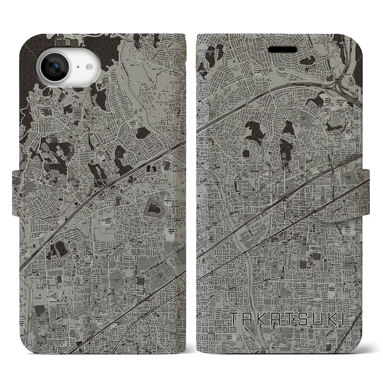 【高槻(大阪府)】地図柄iPhoneケース(手帳タイプ)