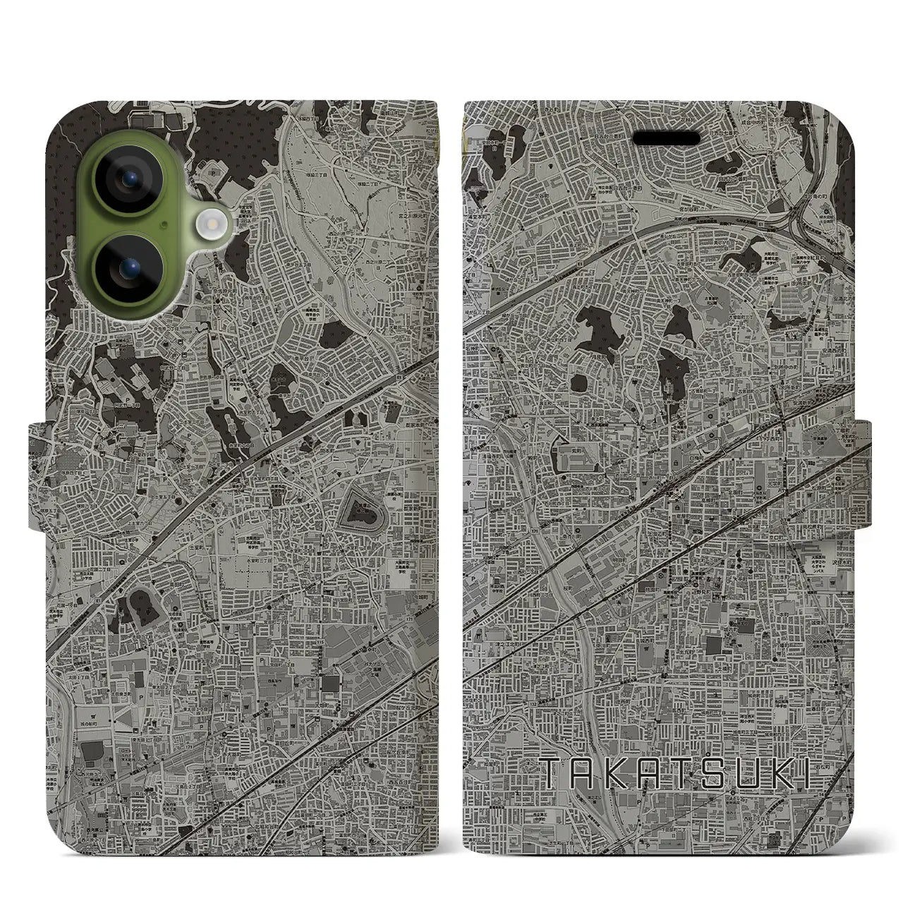 【高槻(大阪府)】地図柄iPhoneケース(手帳タイプ)