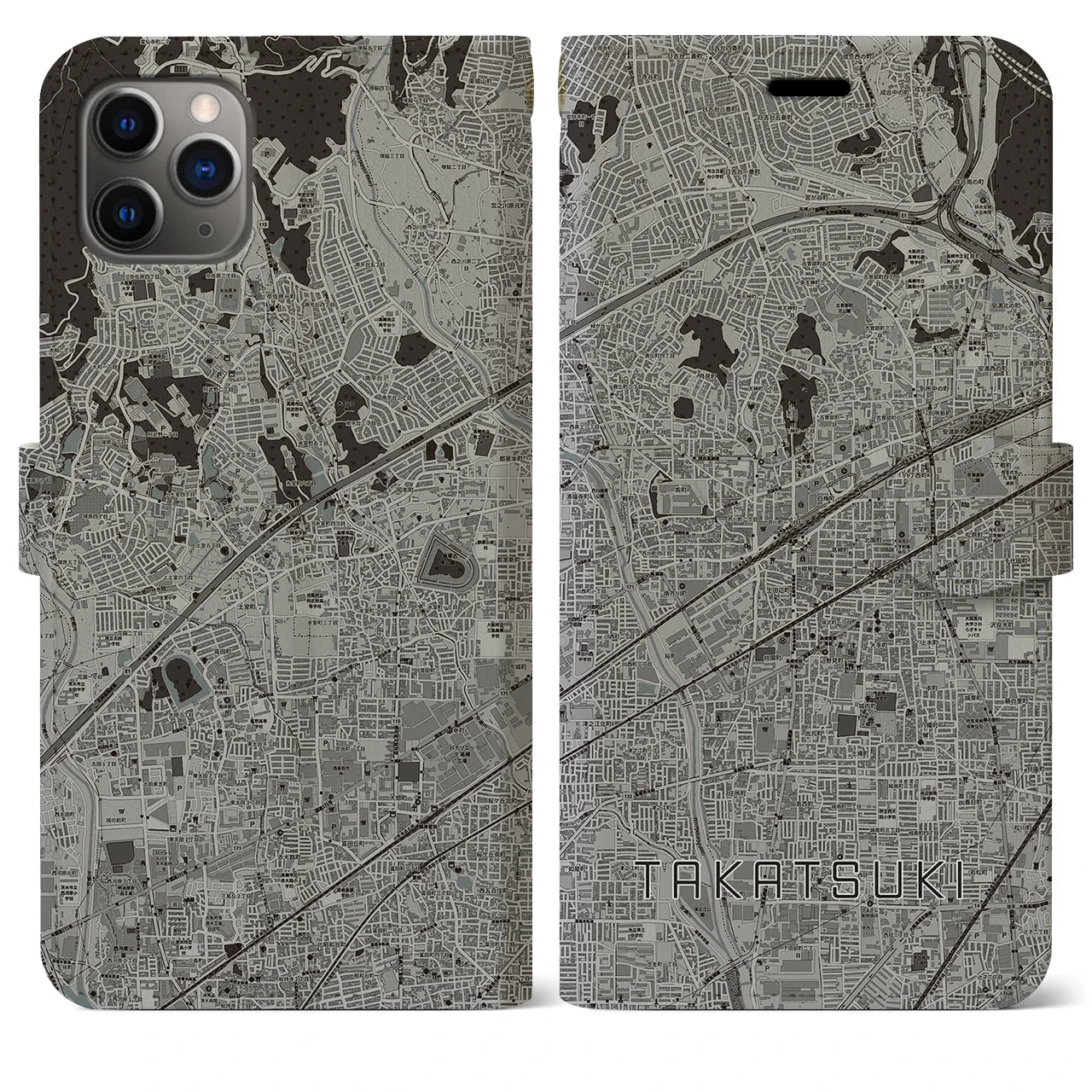 【高槻(大阪府)】地図柄iPhoneケース(手帳タイプ)