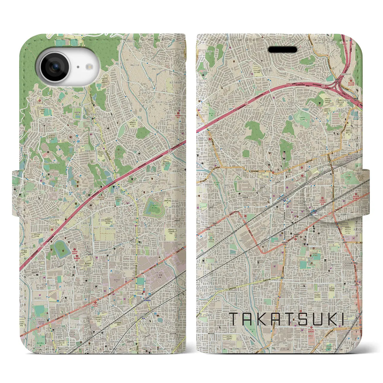 【高槻(大阪府)】地図柄iPhoneケース(手帳タイプ)