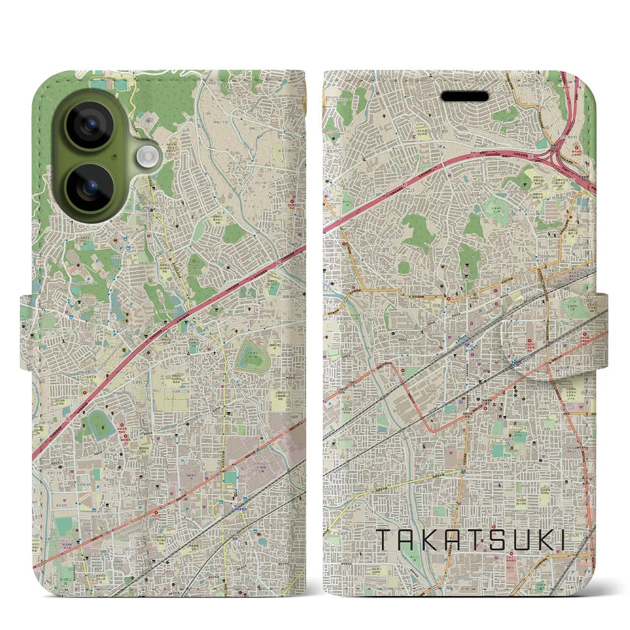 【高槻(大阪府)】地図柄iPhoneケース(手帳タイプ)