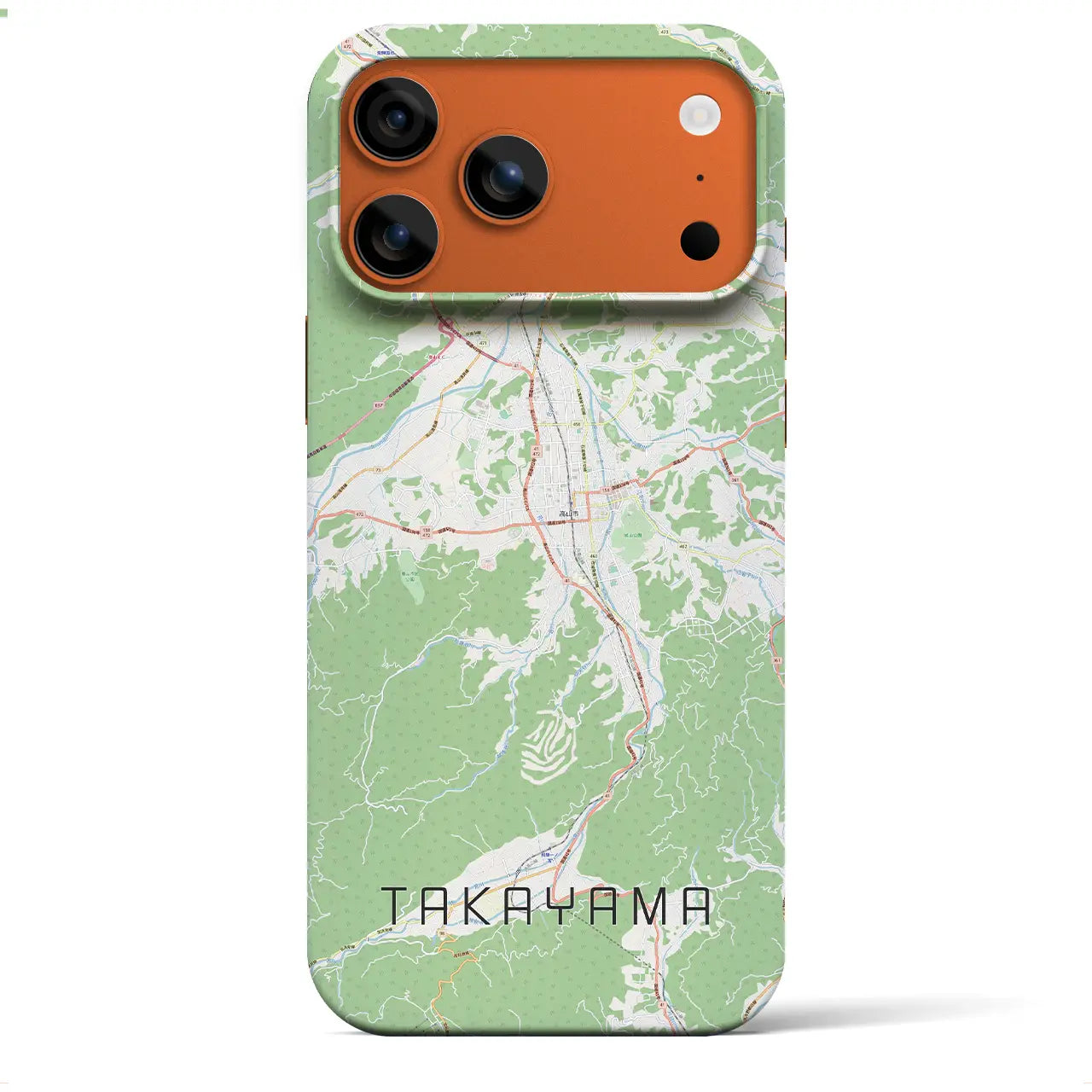 【高山(岐阜県)】地図柄iPhoneケース(バックカバータイプ)ブラック・iPhone 17 Pro Max 用