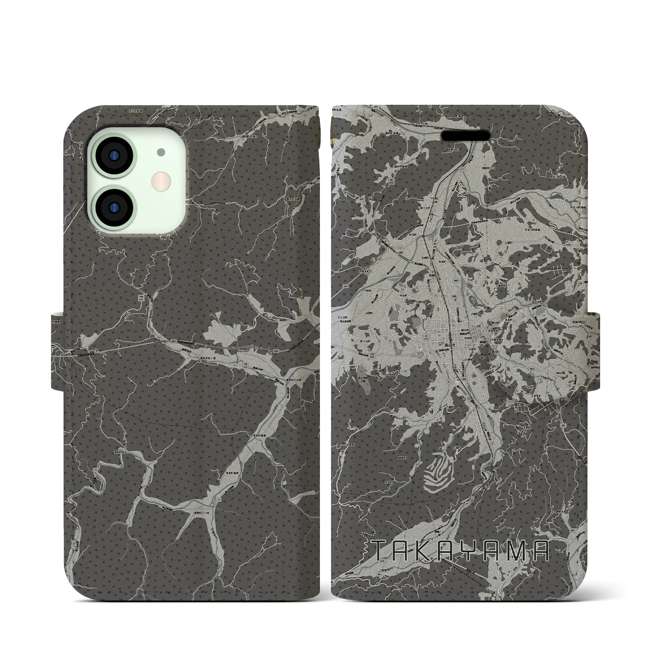 【高山(岐阜県)】地図柄iPhoneケース(手帳タイプ)