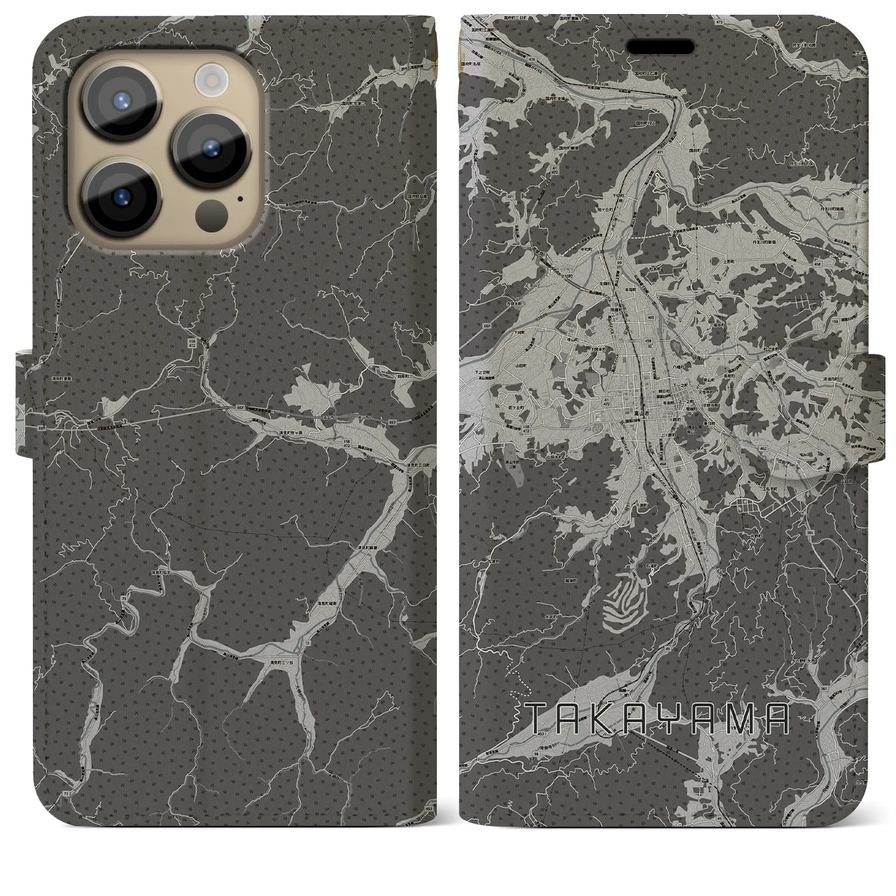 【高山(岐阜県)】地図柄iPhoneケース(手帳タイプ)
