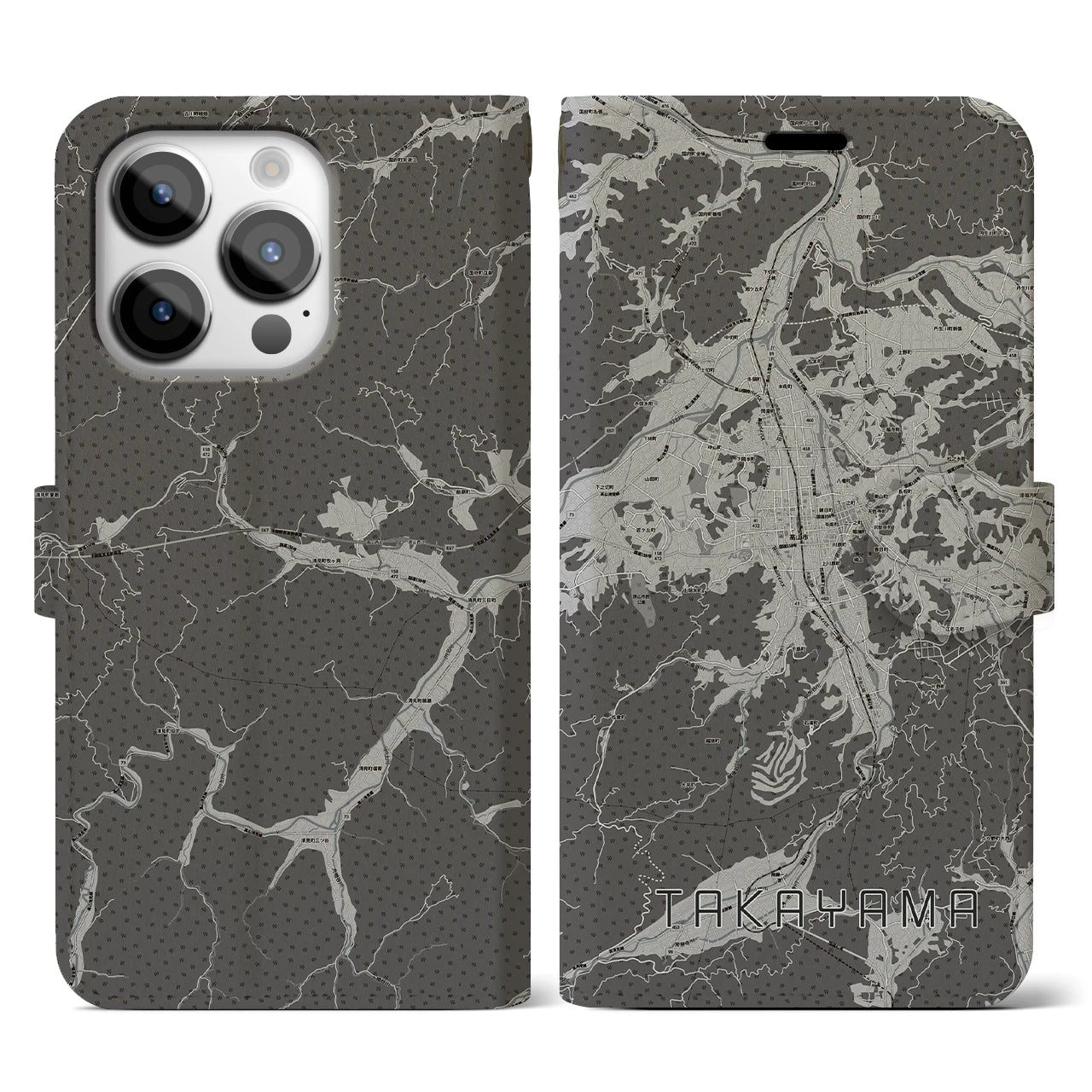 【高山(岐阜県)】地図柄iPhoneケース(手帳タイプ)