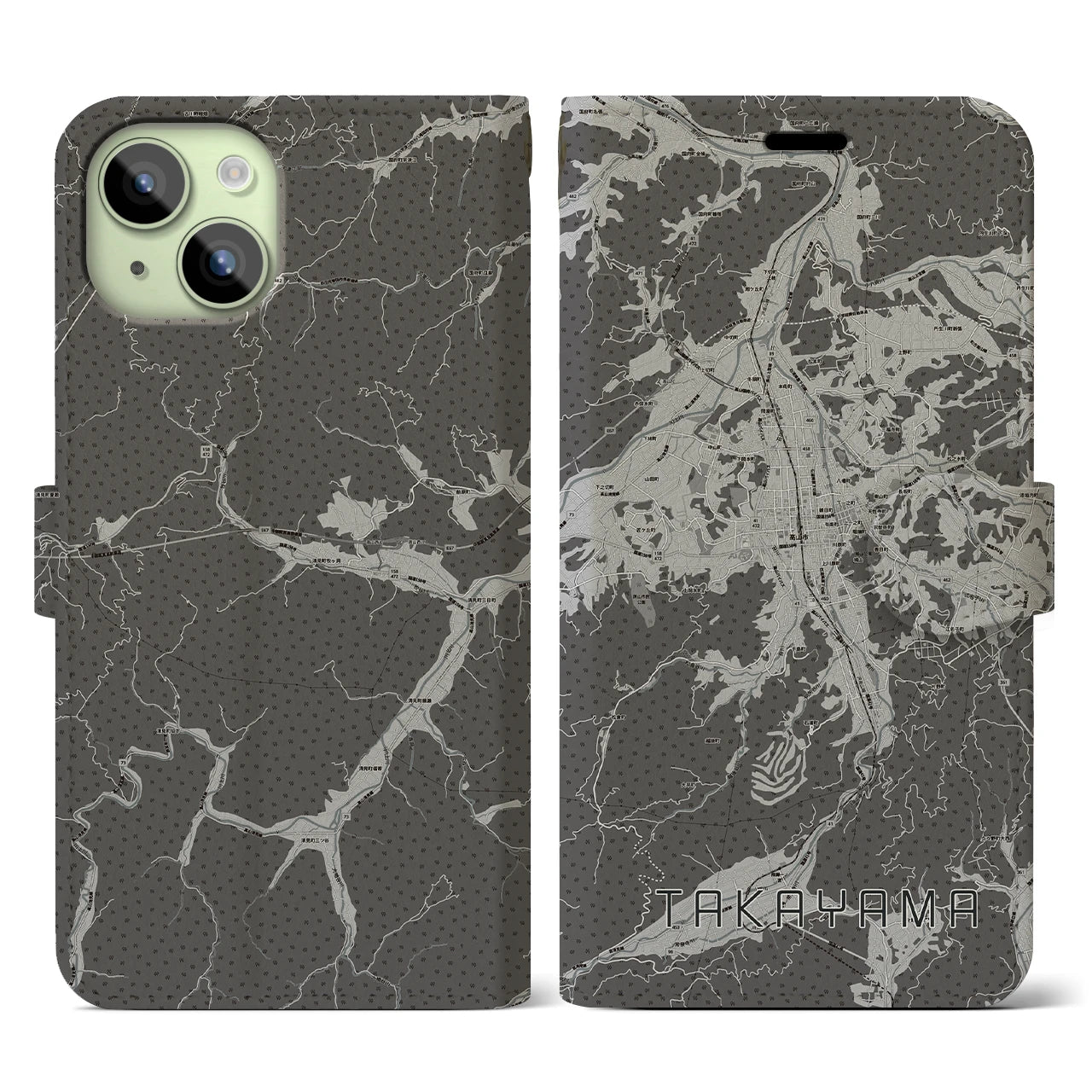 【高山(岐阜県)】地図柄iPhoneケース(手帳タイプ)