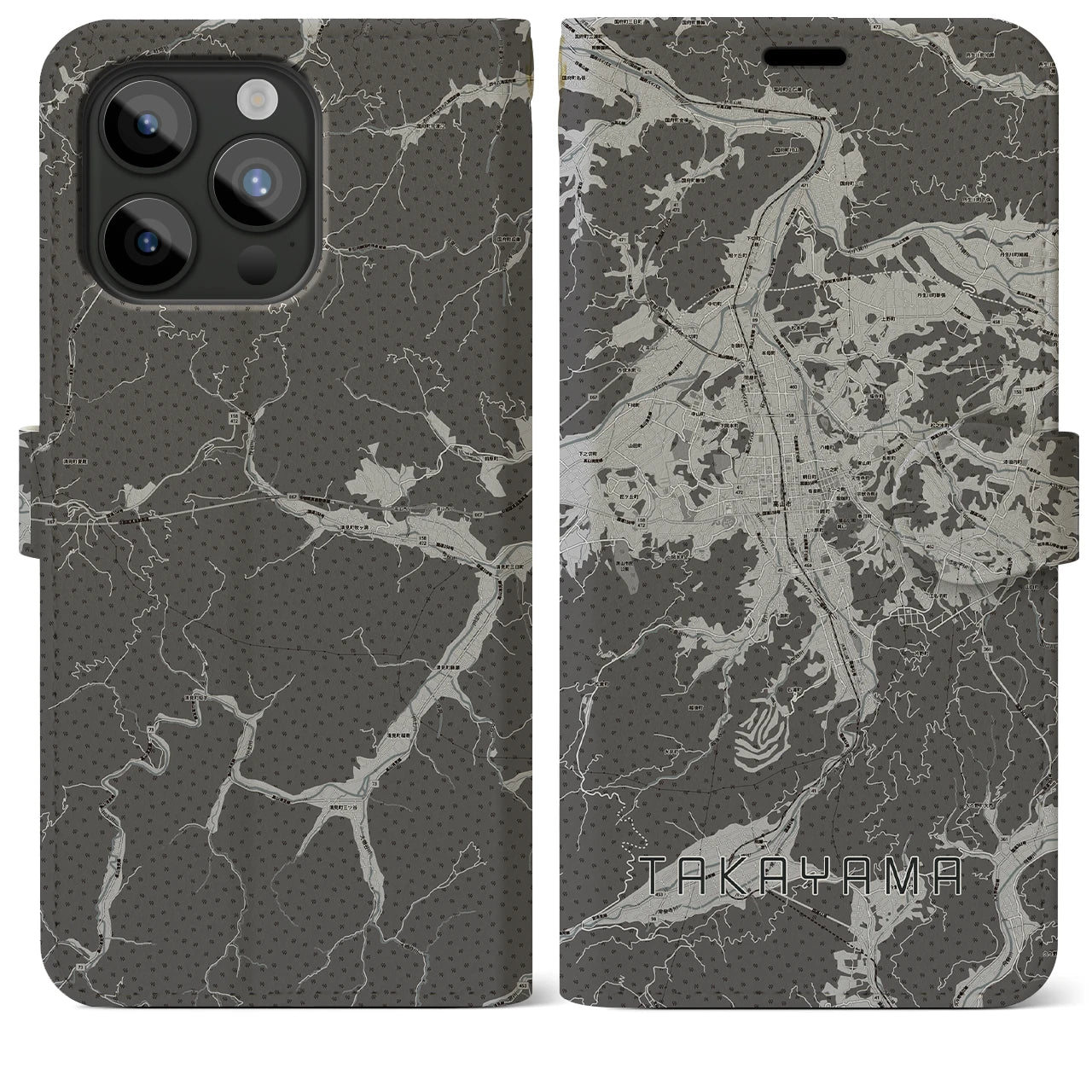 【高山(岐阜県)】地図柄iPhoneケース(手帳タイプ)
