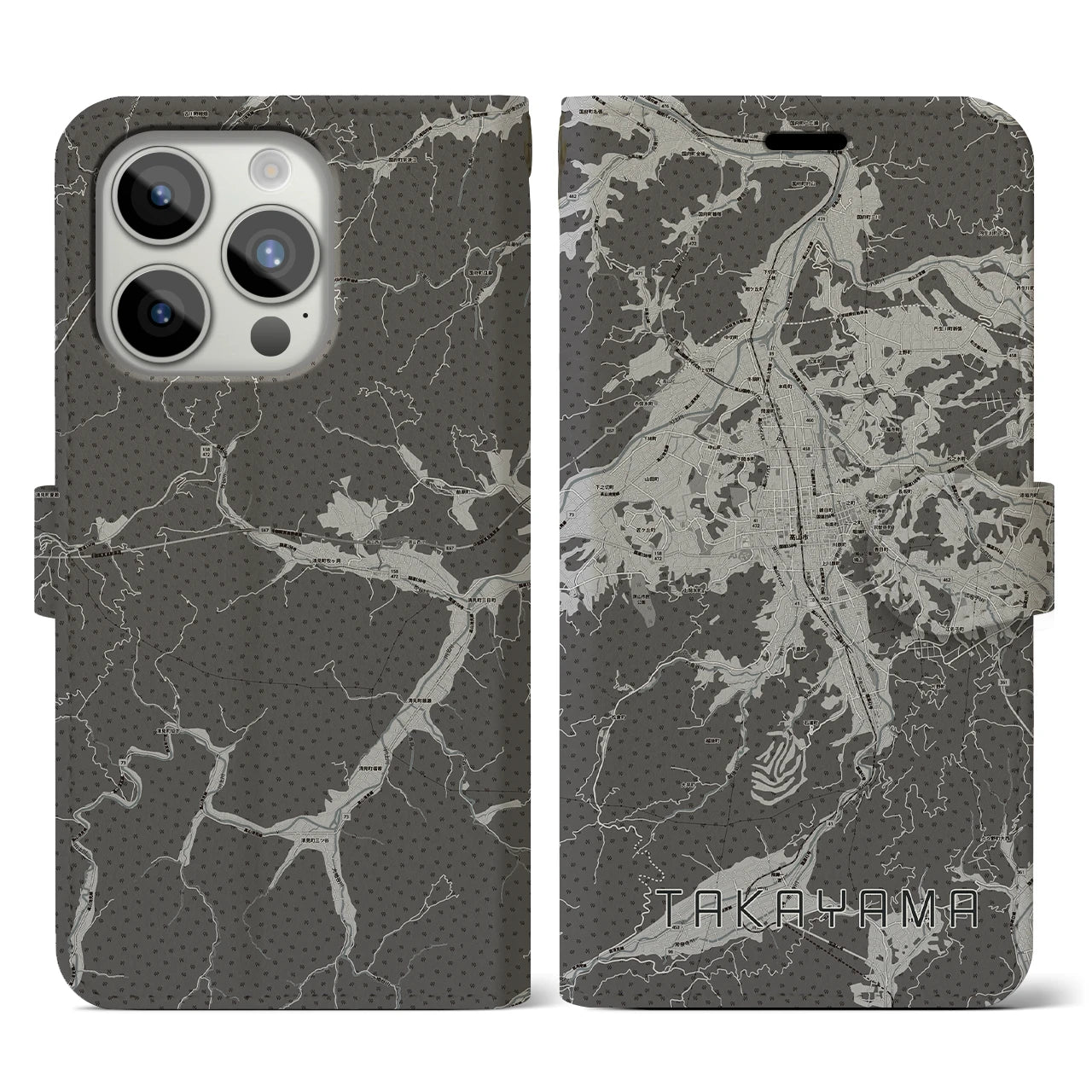 【高山(岐阜県)】地図柄iPhoneケース(手帳タイプ)