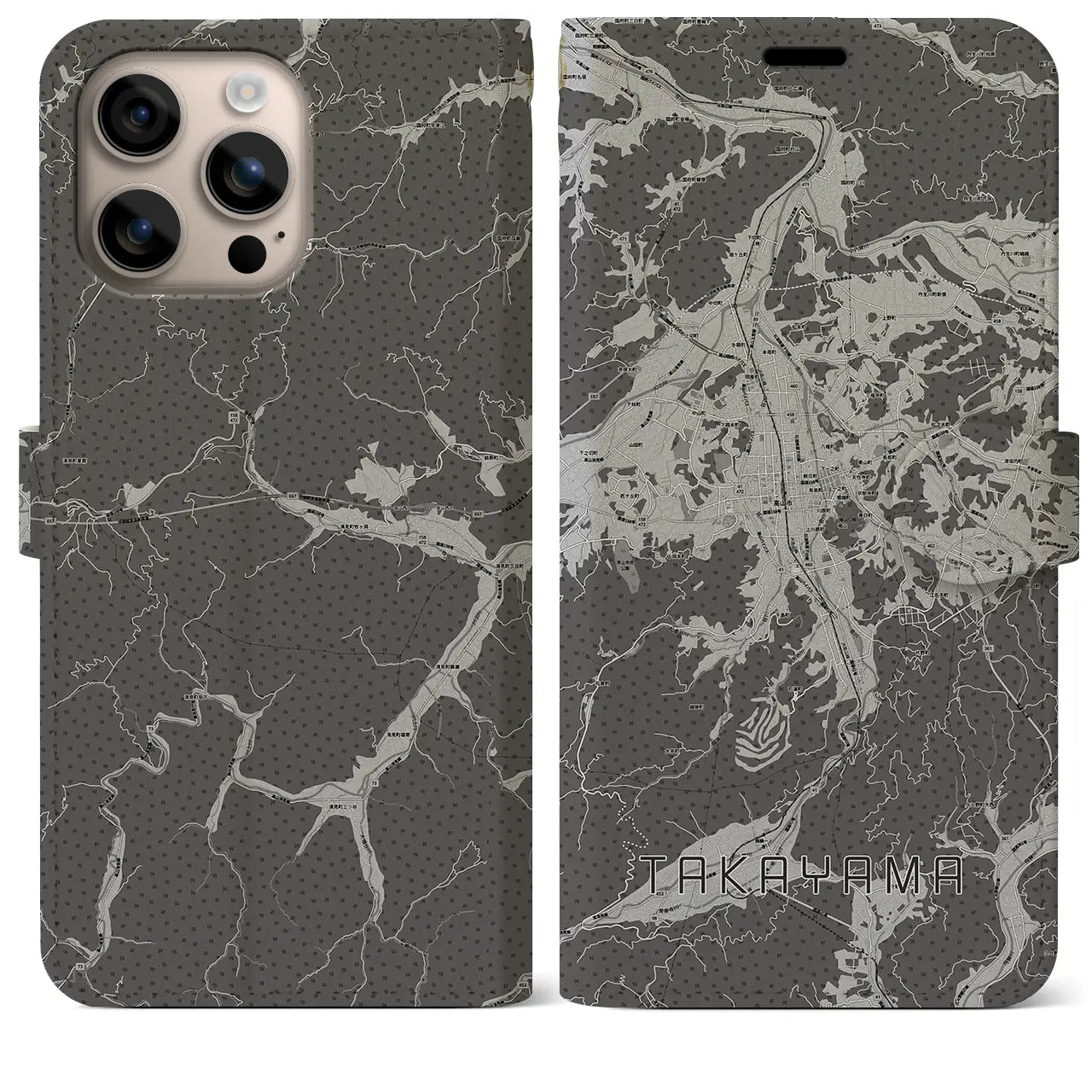 【高山(岐阜県)】地図柄iPhoneケース(手帳タイプ)