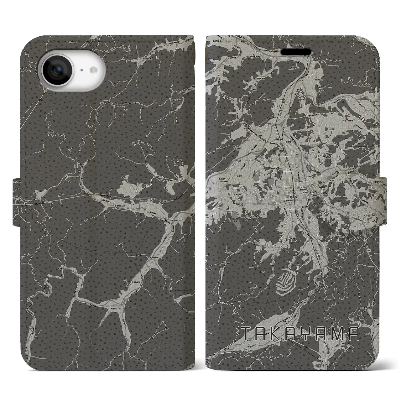 【高山(岐阜県)】地図柄iPhoneケース(手帳タイプ)
