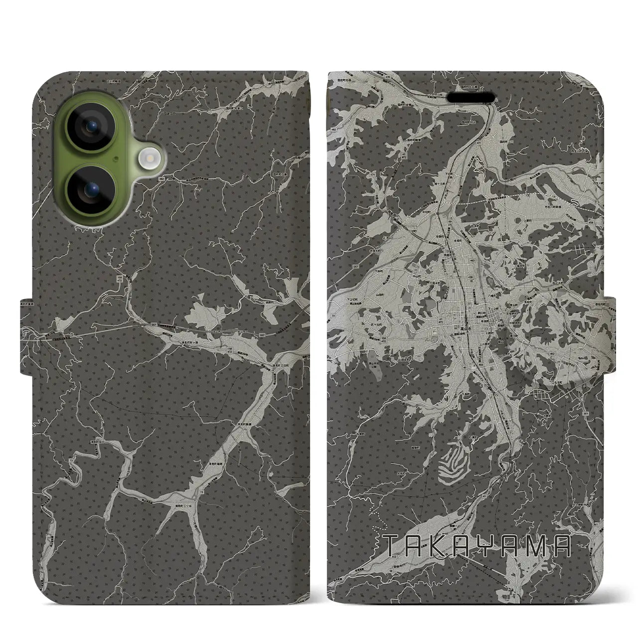 【高山(岐阜県)】地図柄iPhoneケース(手帳タイプ)