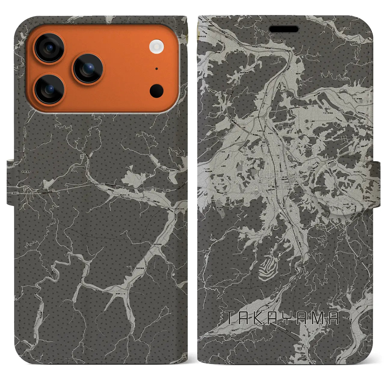 【高山(岐阜県)】地図柄iPhoneケース(手帳タイプ)