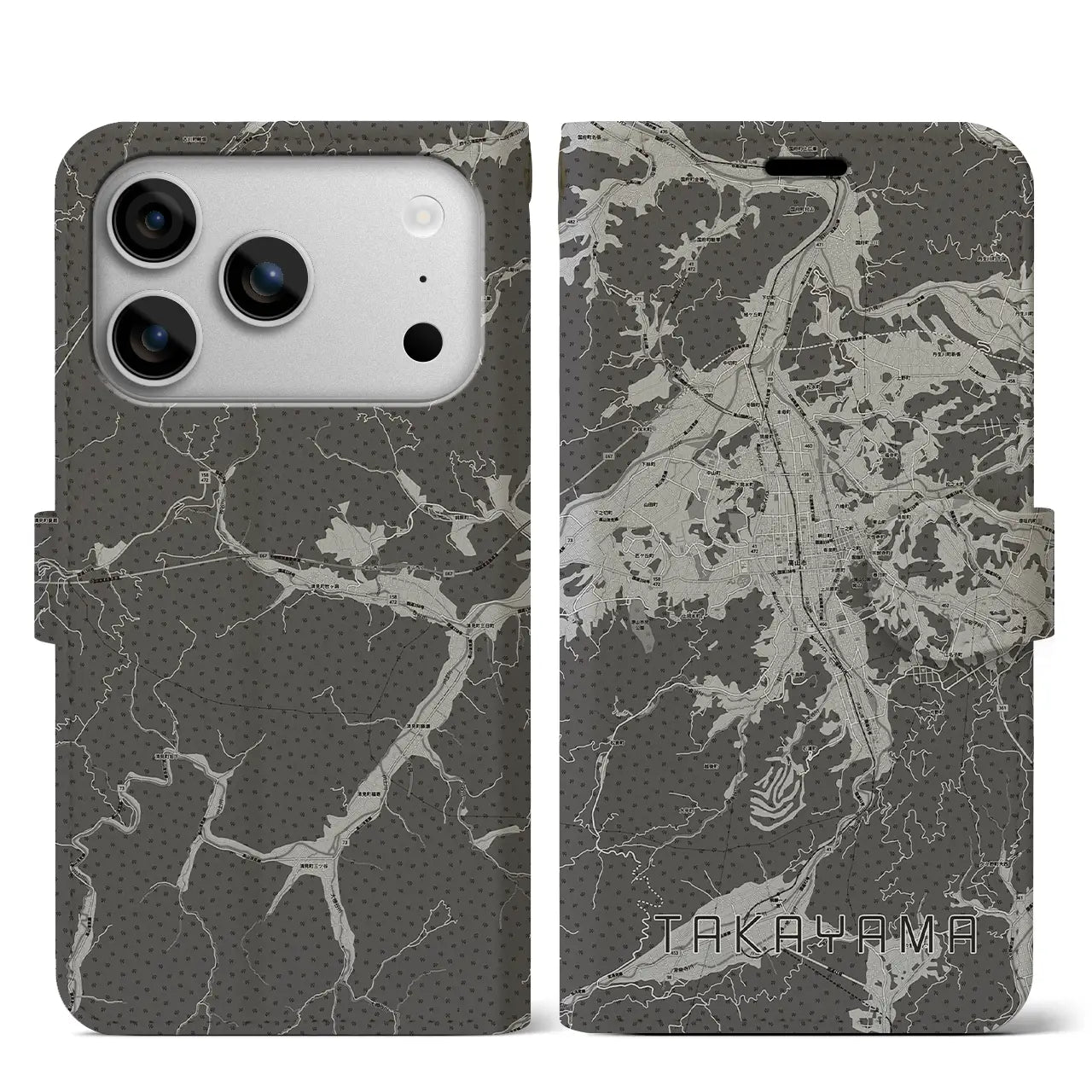 【高山(岐阜県)】地図柄iPhoneケース(手帳タイプ)