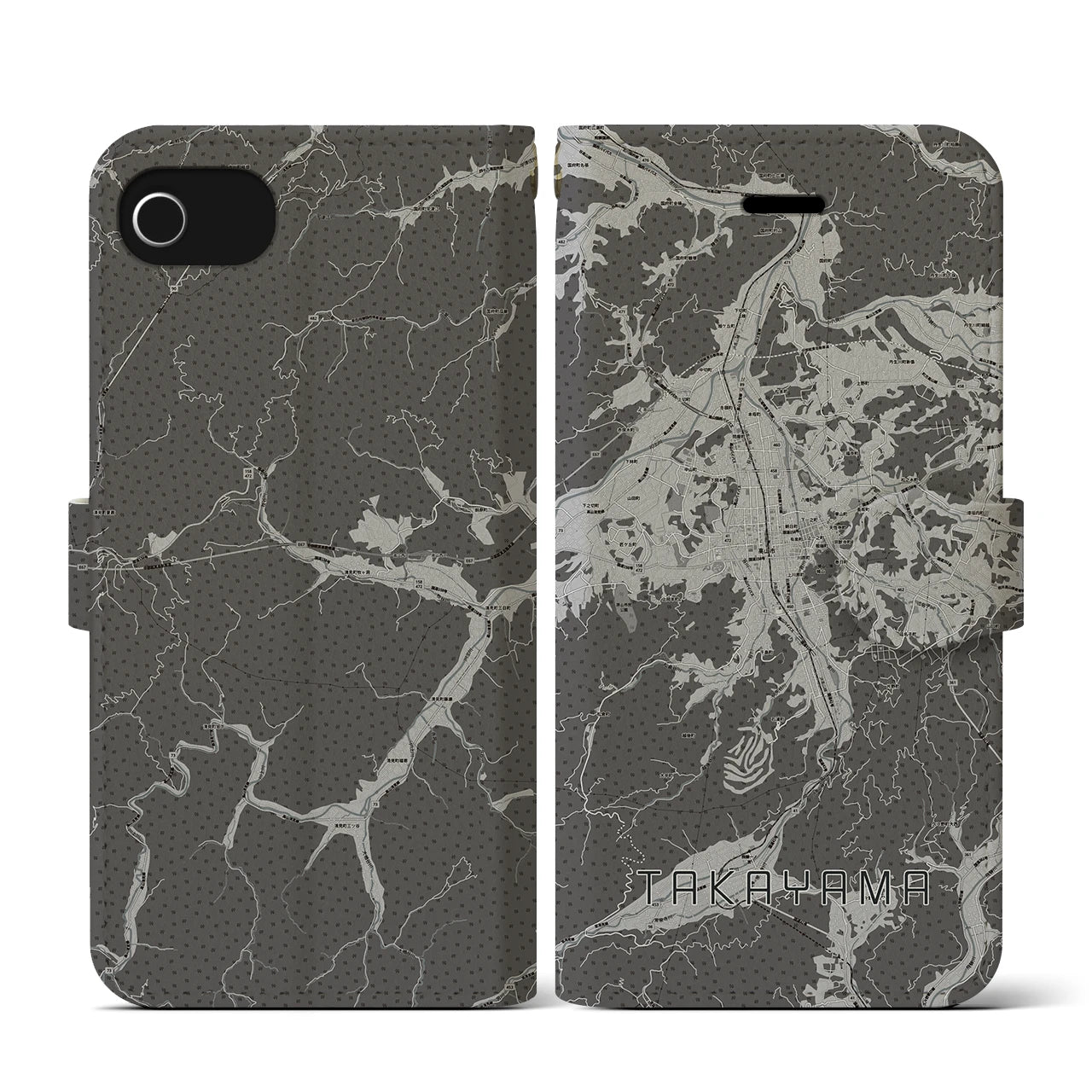 【高山(岐阜県)】地図柄iPhoneケース(手帳タイプ)