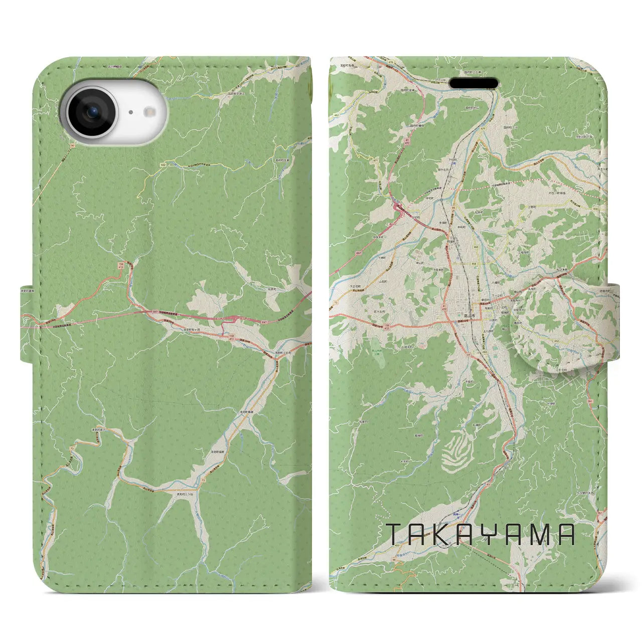 【高山(岐阜県)】地図柄iPhoneケース(手帳タイプ)