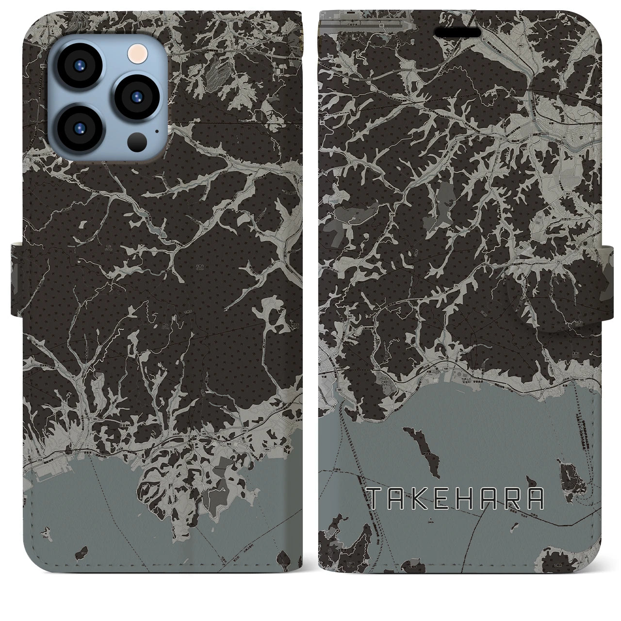 【竹原(広島県)】地図柄iPhoneケース(手帳タイプ)