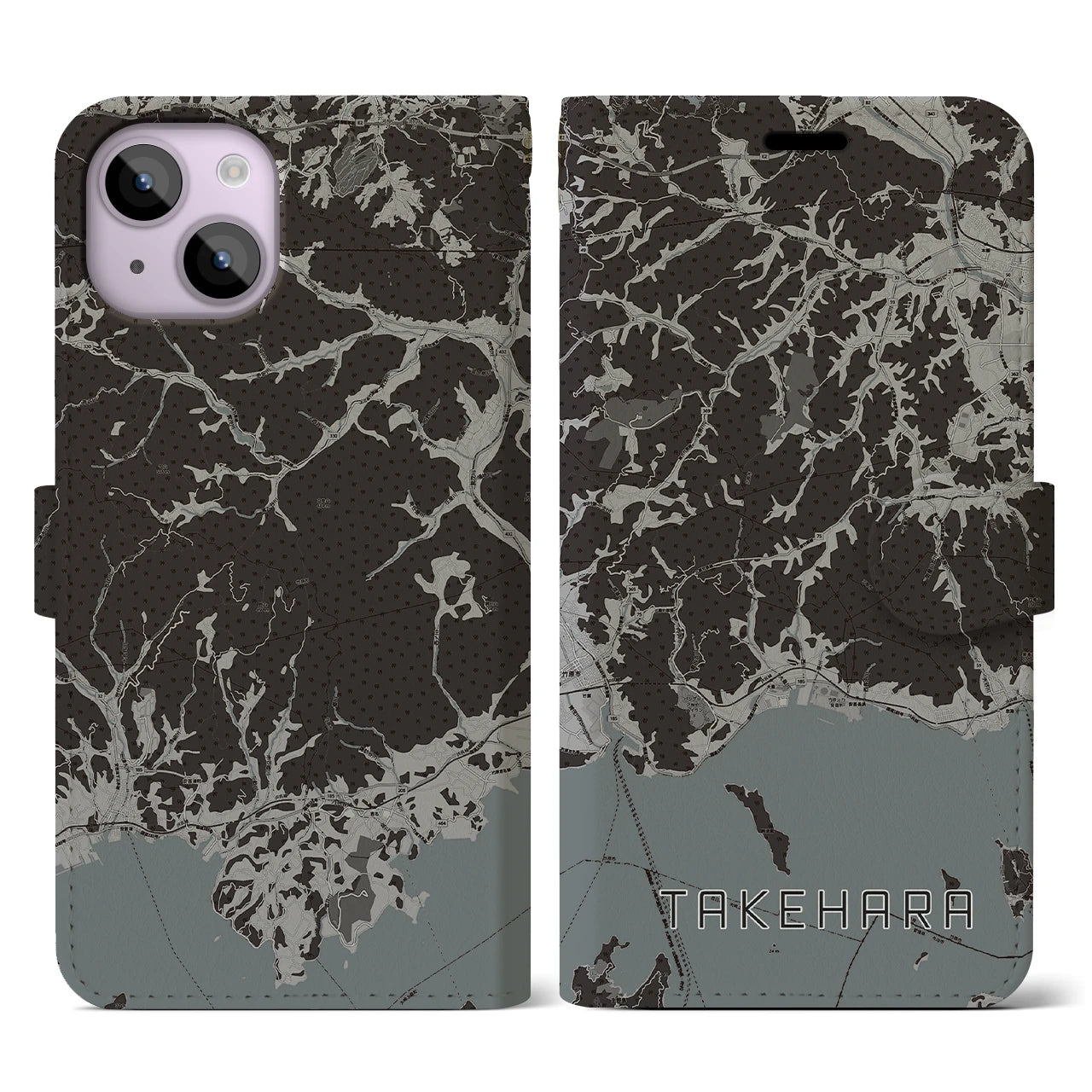 【竹原(広島県)】地図柄iPhoneケース(手帳タイプ)