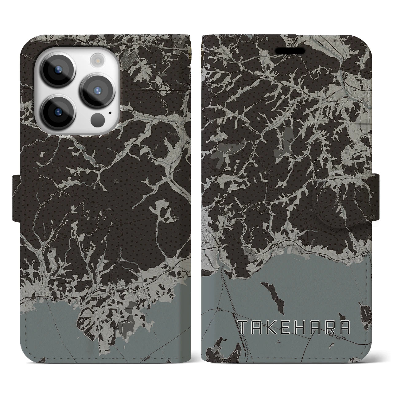 【竹原(広島県)】地図柄iPhoneケース(手帳タイプ)