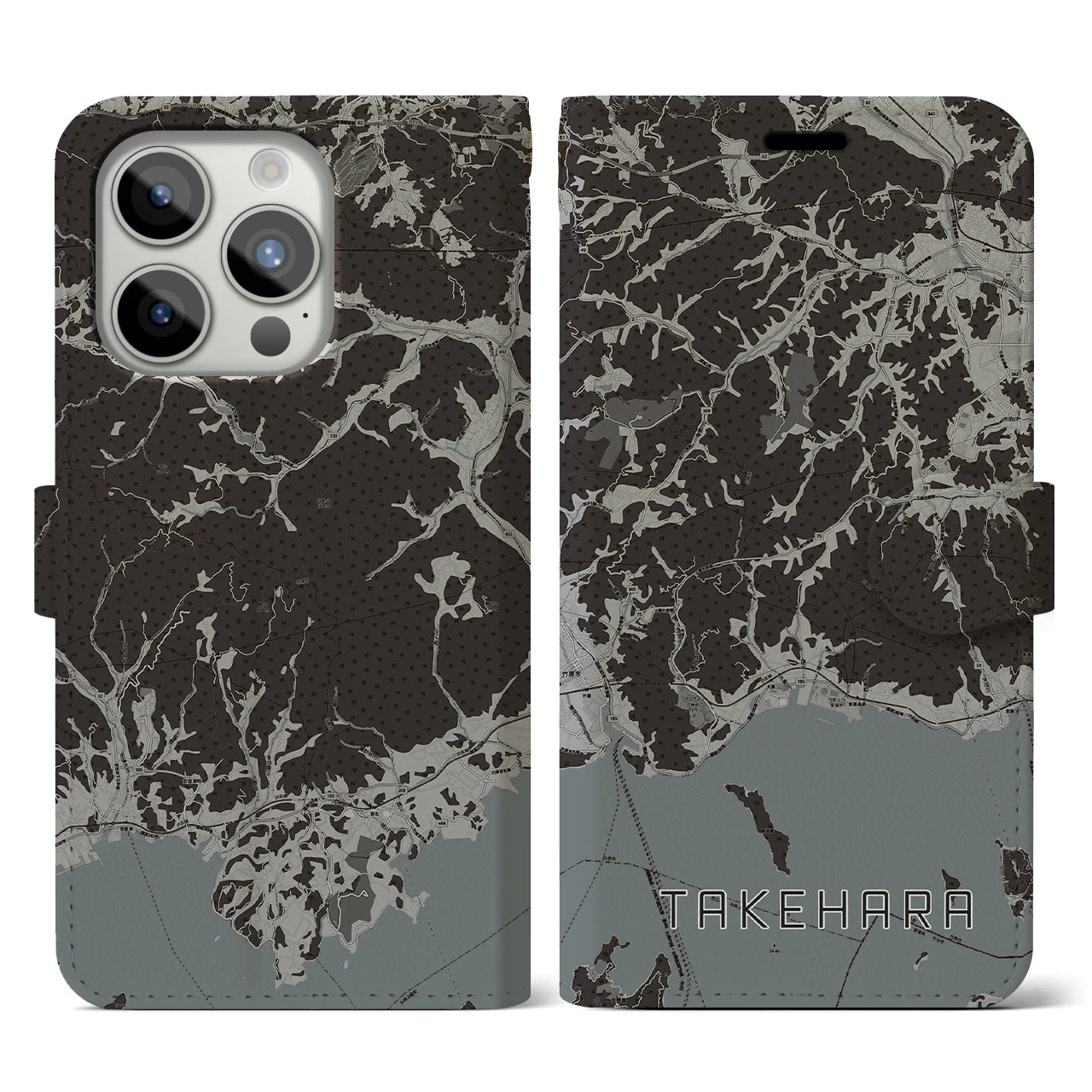 【竹原(広島県)】地図柄iPhoneケース(手帳タイプ)