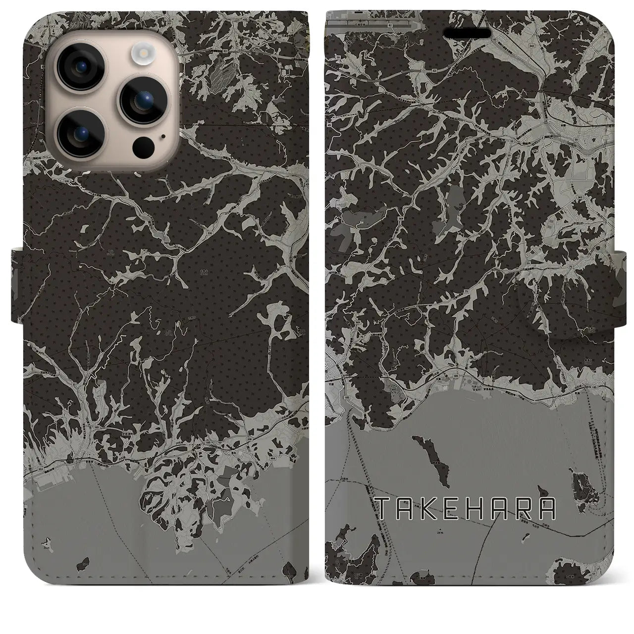 【竹原(広島県)】地図柄iPhoneケース(手帳タイプ)