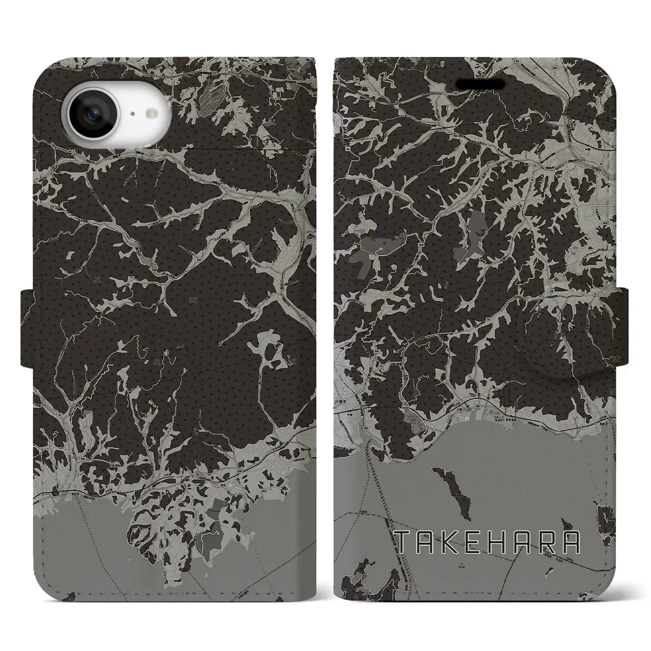 【竹原(広島県)】地図柄iPhoneケース(手帳タイプ)