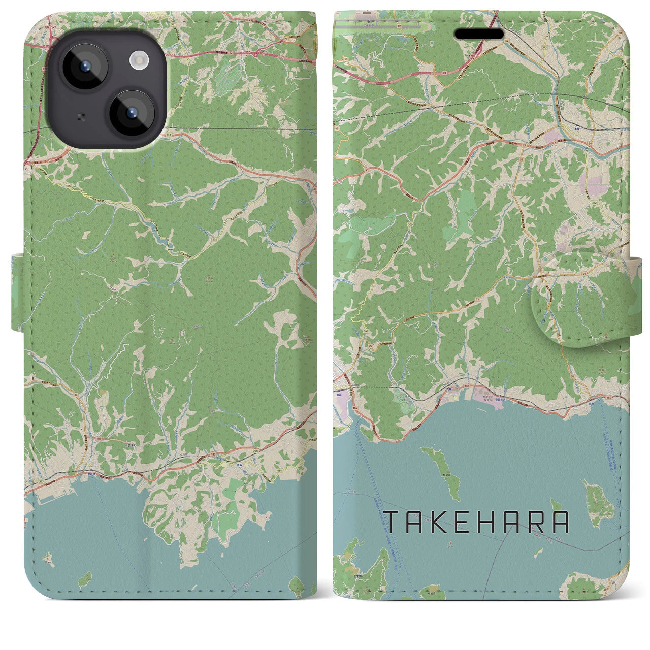 【竹原(広島県)】地図柄iPhoneケース(手帳タイプ)