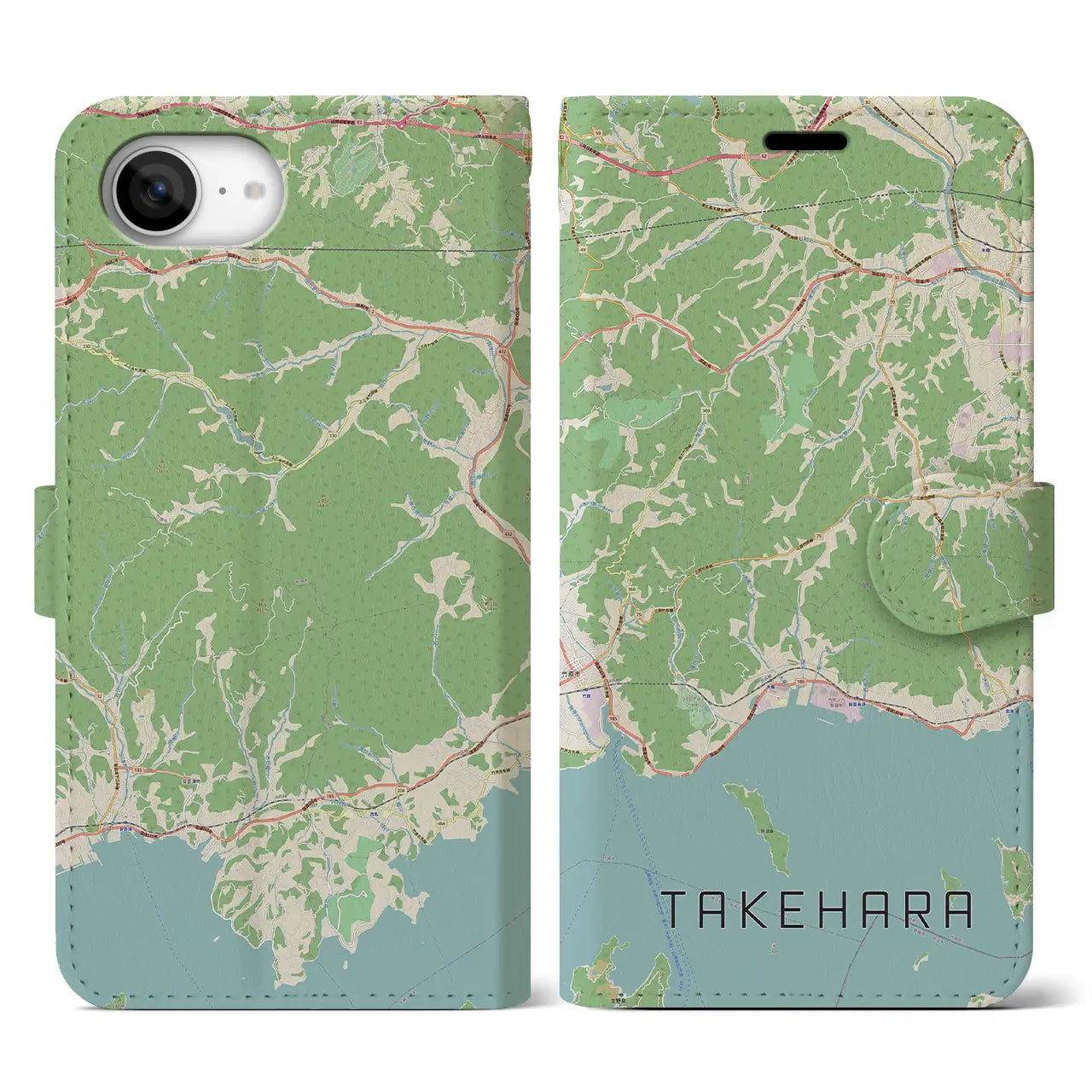 【竹原(広島県)】地図柄iPhoneケース(手帳タイプ)