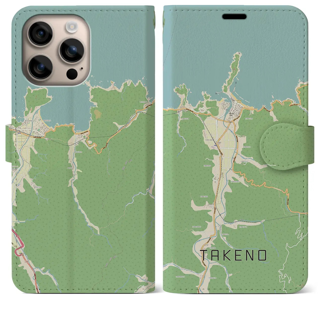 【竹野(兵庫県)】地図柄iPhoneケース(手帳タイプ)ナチュラル・iPhone 16 Plus 用