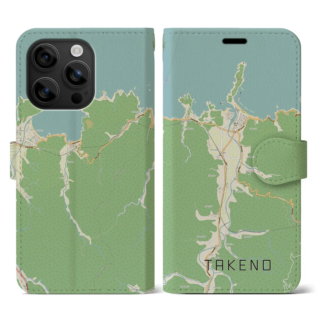 【竹野(兵庫県)】地図柄iPhoneケース(手帳タイプ)ナチュラル・iPhone 16 用