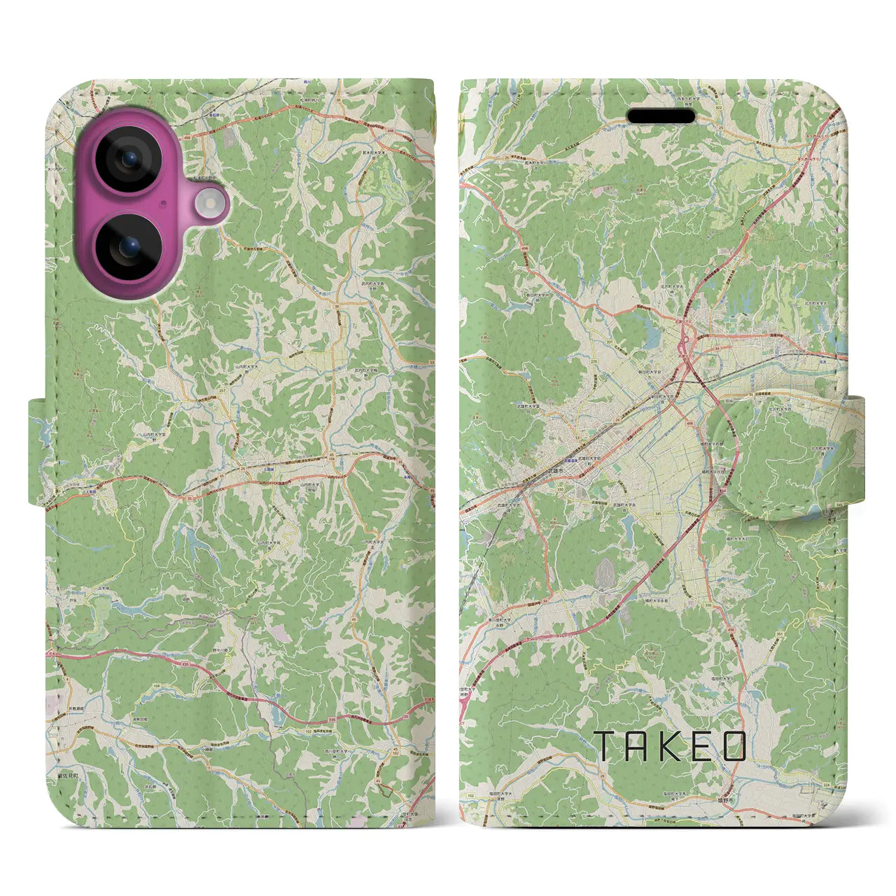 【武雄(佐賀県)】地図柄iPhoneケース(手帳タイプ)