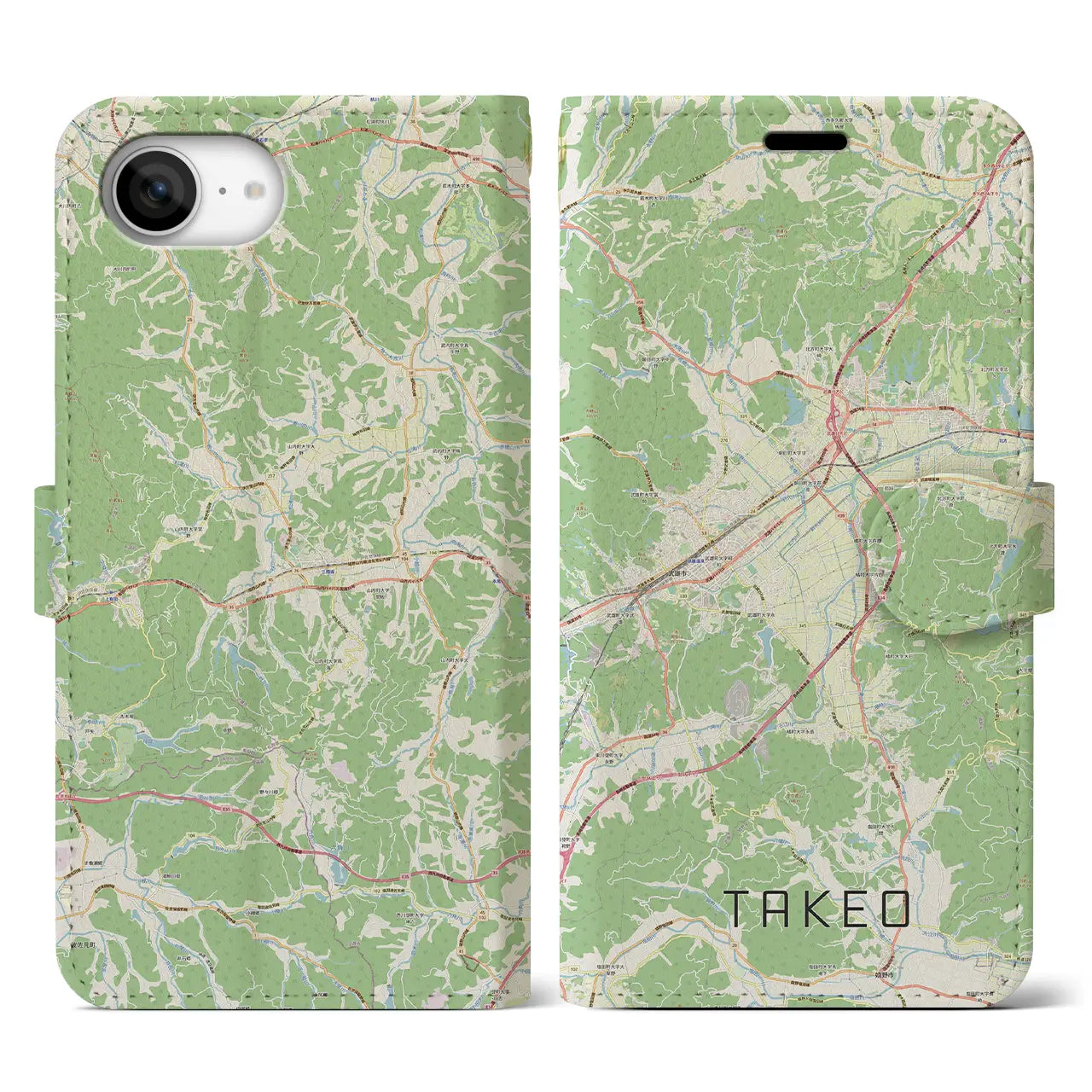 【武雄(佐賀県)】地図柄iPhoneケース(手帳タイプ)