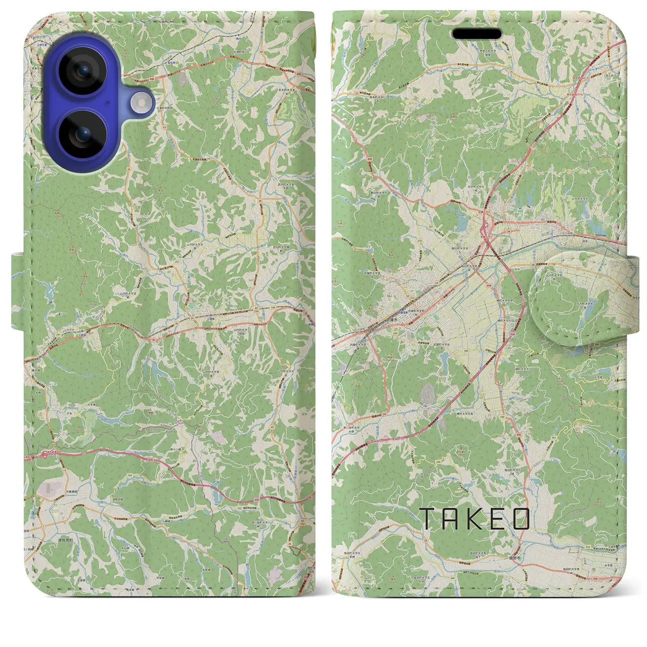 【武雄(佐賀県)】地図柄iPhoneケース(手帳タイプ)ナチュラル・iPhone 16 Pro Max 用