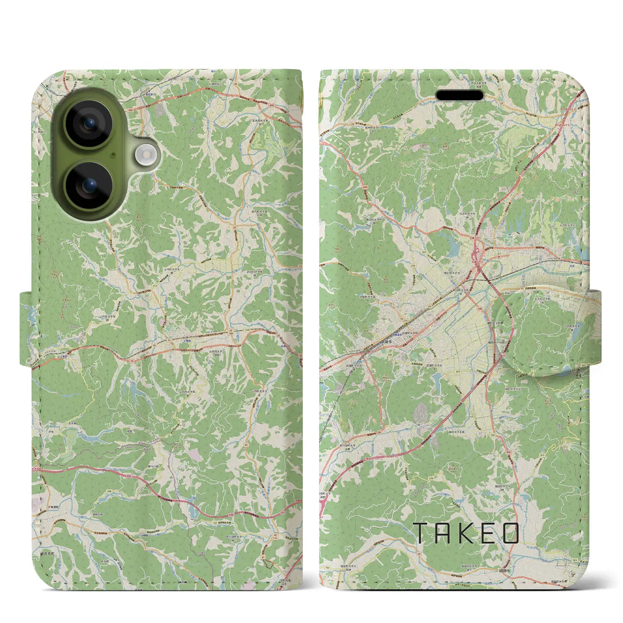 【武雄(佐賀県)】地図柄iPhoneケース(手帳タイプ)