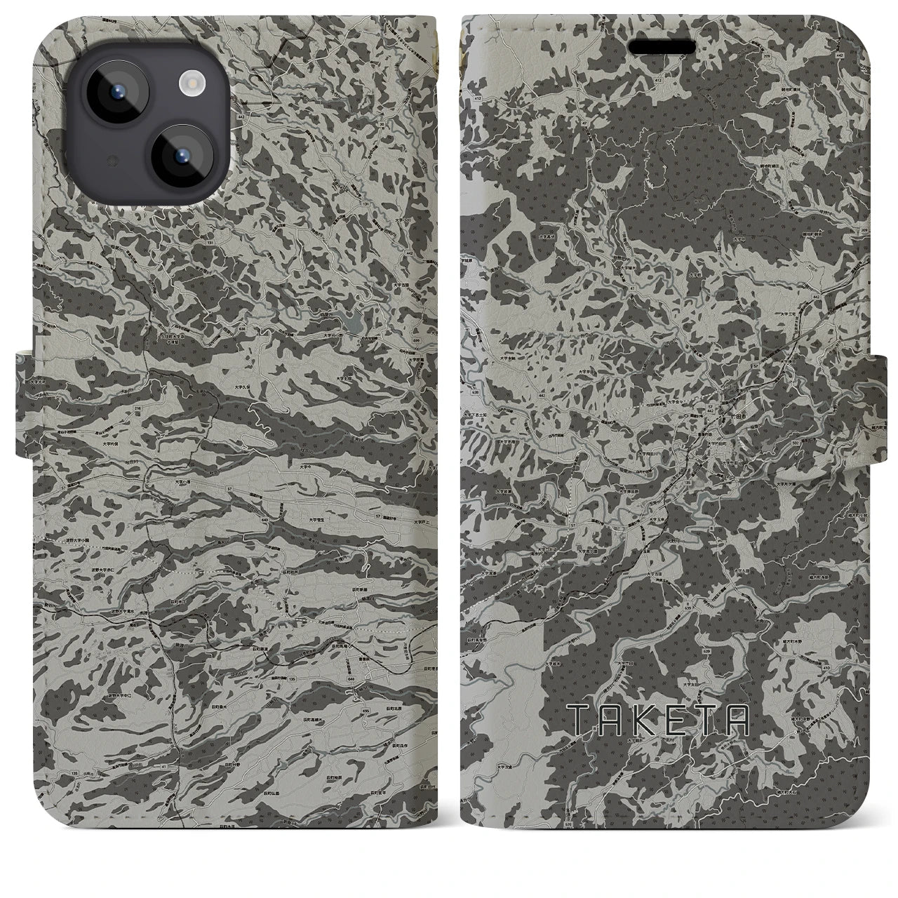 【竹田(大分県)】地図柄iPhoneケース(手帳タイプ)