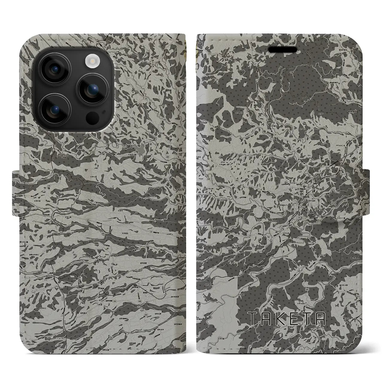 【竹田(大分県)】地図柄iPhoneケース(手帳タイプ)