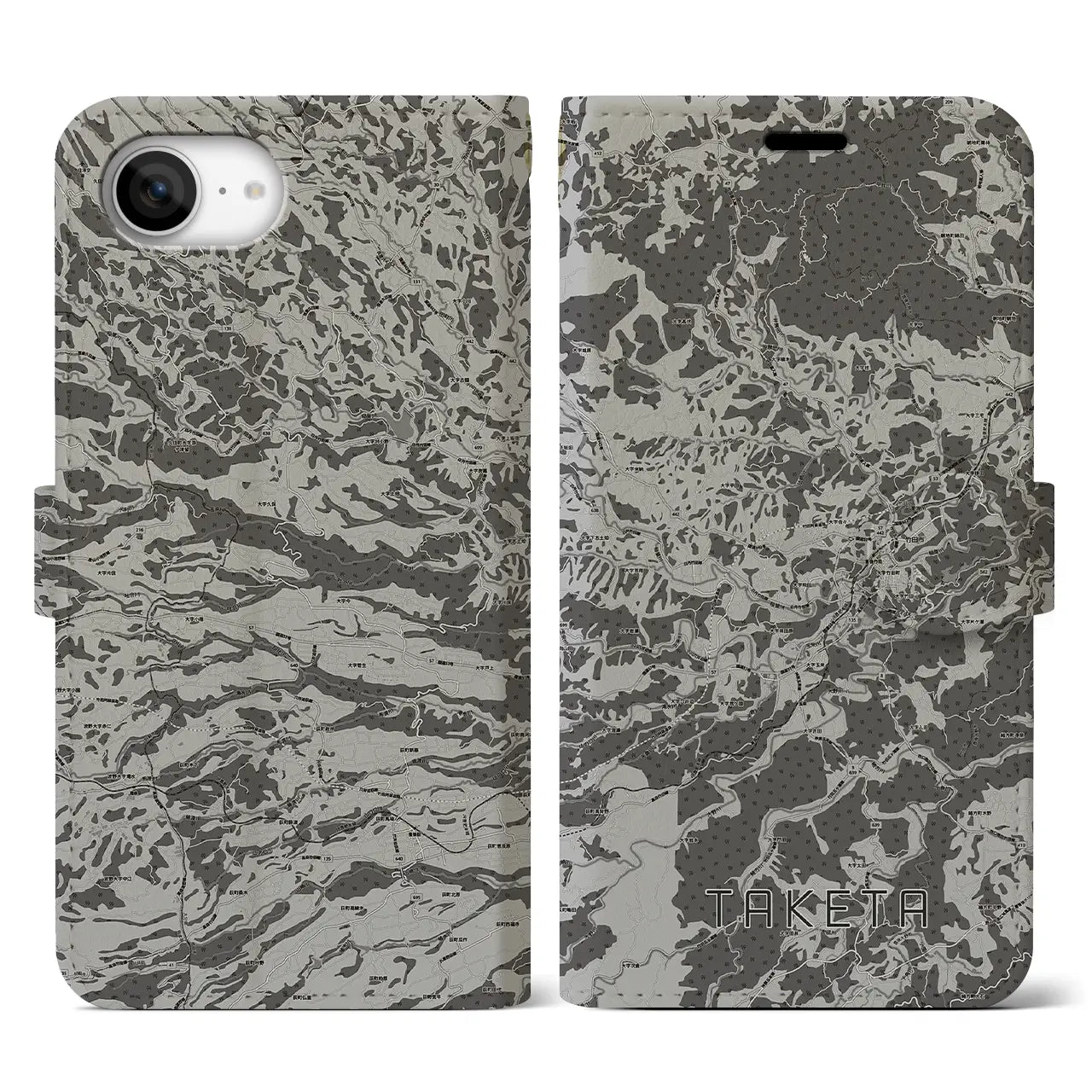 【竹田(大分県)】地図柄iPhoneケース(手帳タイプ)