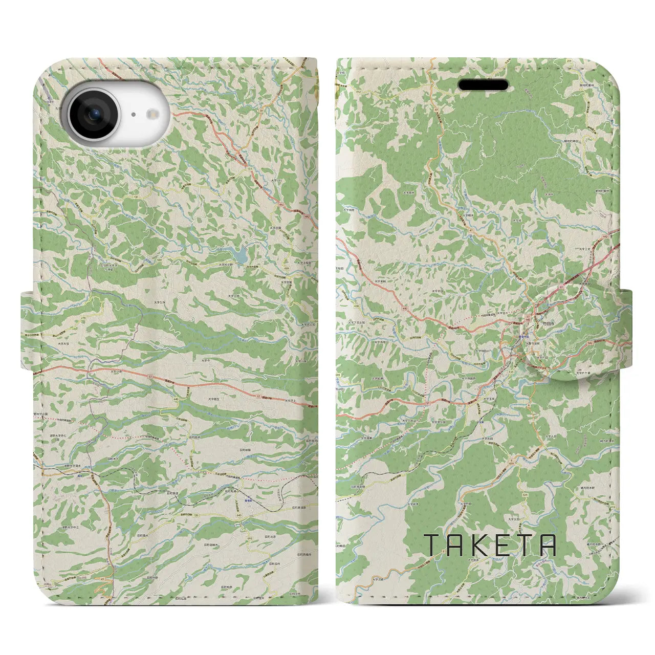 【竹田(大分県)】地図柄iPhoneケース(手帳タイプ)
