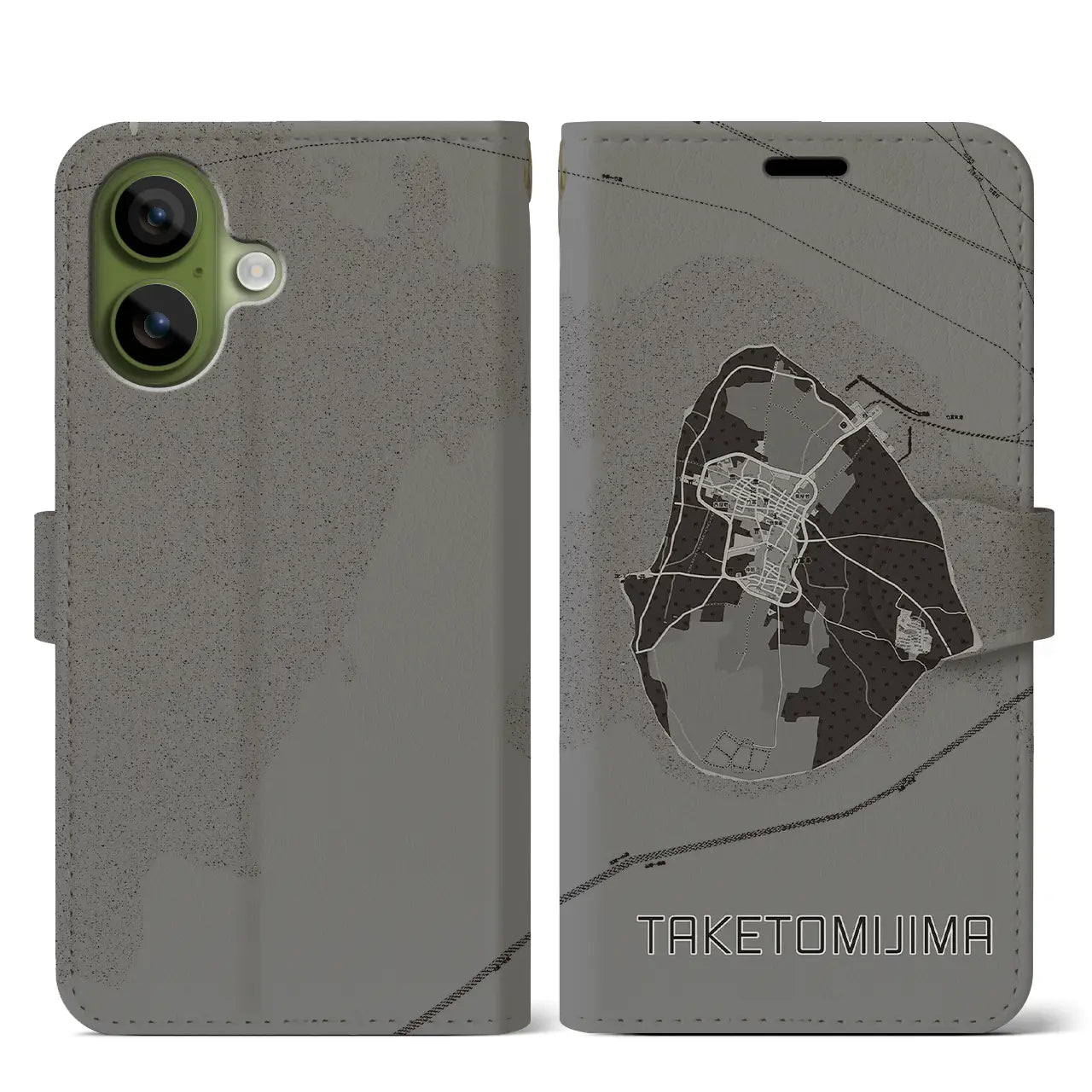 【竹富島(沖縄県)】地図柄iPhoneケース(手帳タイプ)