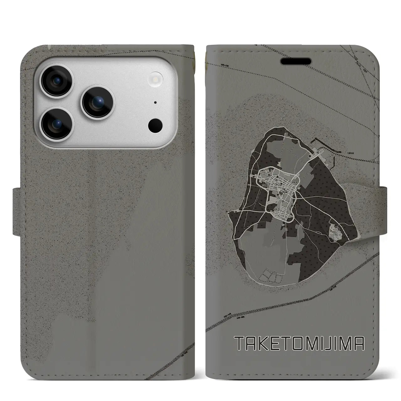 【竹富島(沖縄県)】地図柄iPhoneケース(手帳タイプ)