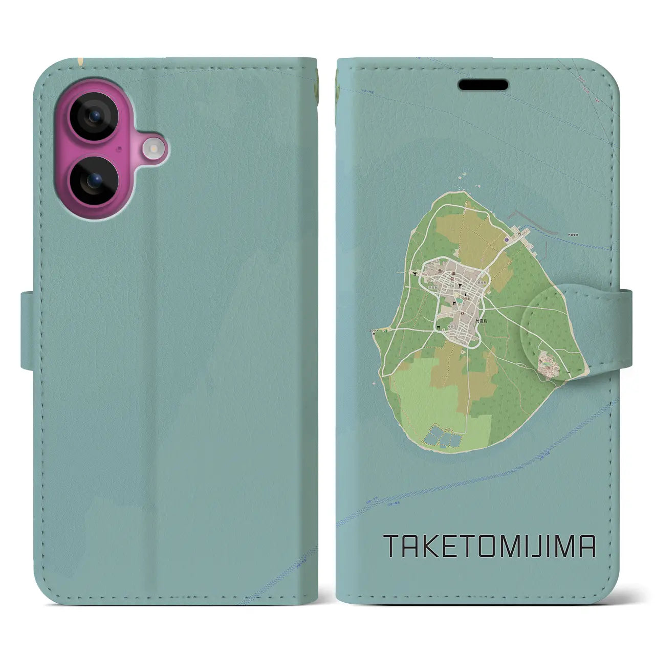 【竹富島(沖縄県)】地図柄iPhoneケース(手帳タイプ)ナチュラル・iPhone 16 Pro 用