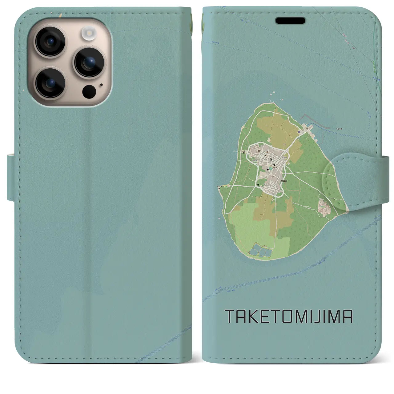 【竹富島(沖縄県)】地図柄iPhoneケース(手帳タイプ)ナチュラル・iPhone 16 Plus 用