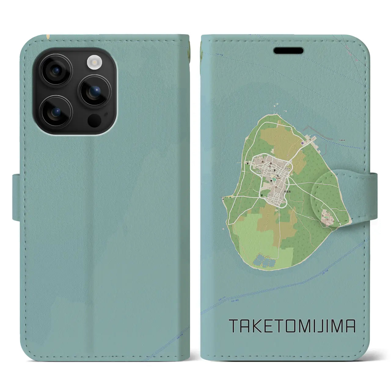 【竹富島(沖縄県)】地図柄iPhoneケース(手帳タイプ)