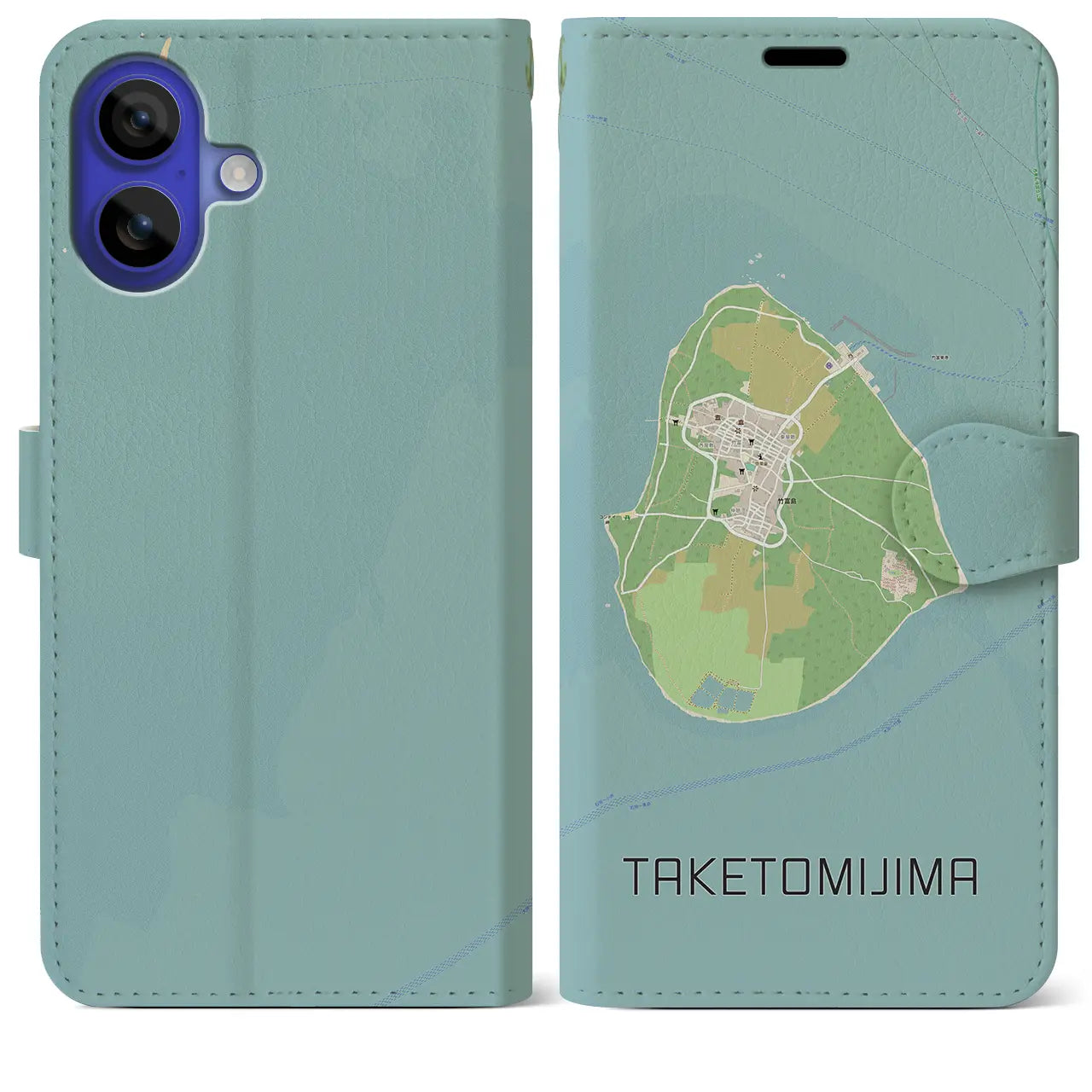 【竹富島(沖縄県)】地図柄iPhoneケース(手帳タイプ)ナチュラル・iPhone 16 Pro Max 用