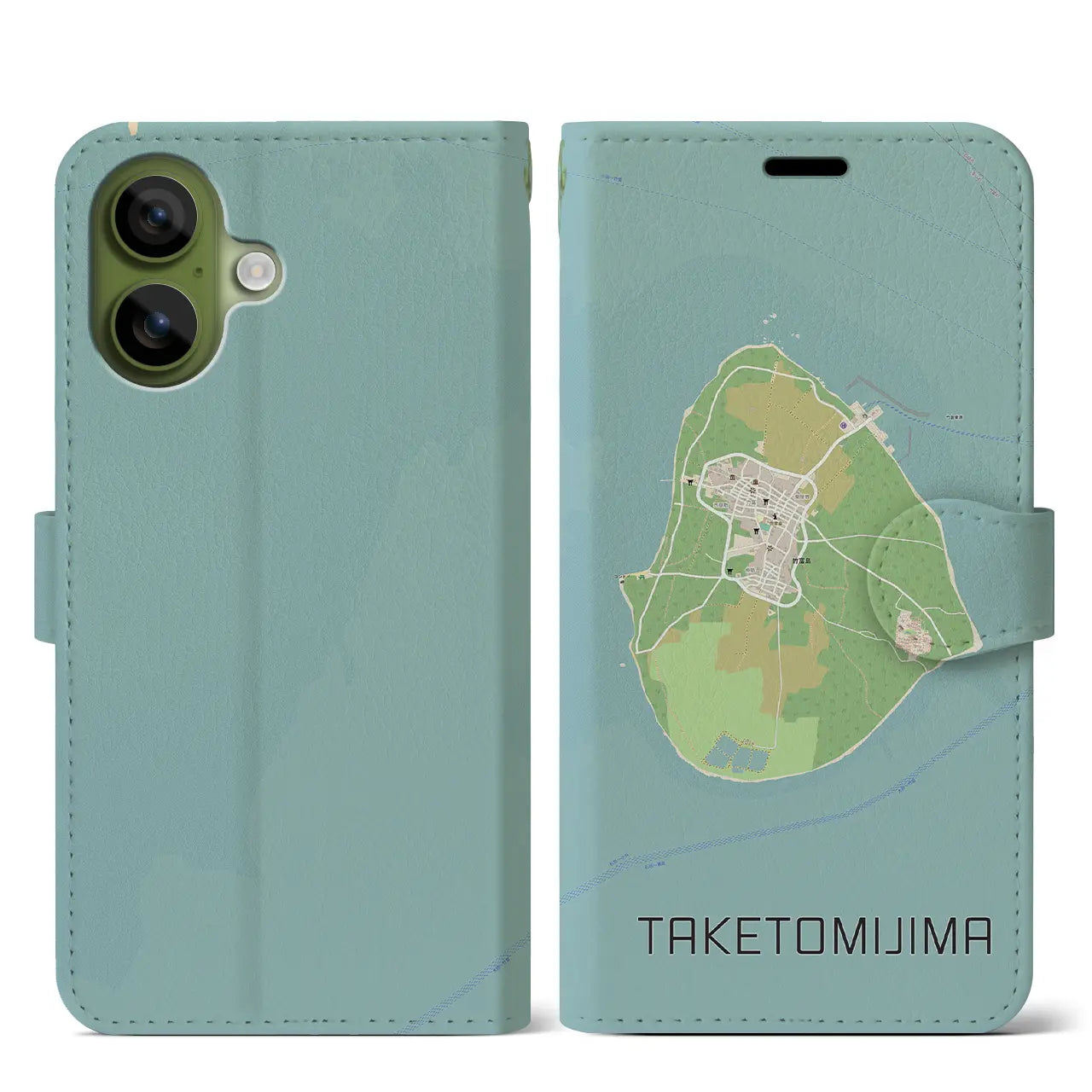 【竹富島(沖縄県)】地図柄iPhoneケース(手帳タイプ)モノトーン・iPhone 17 Pro Max 用